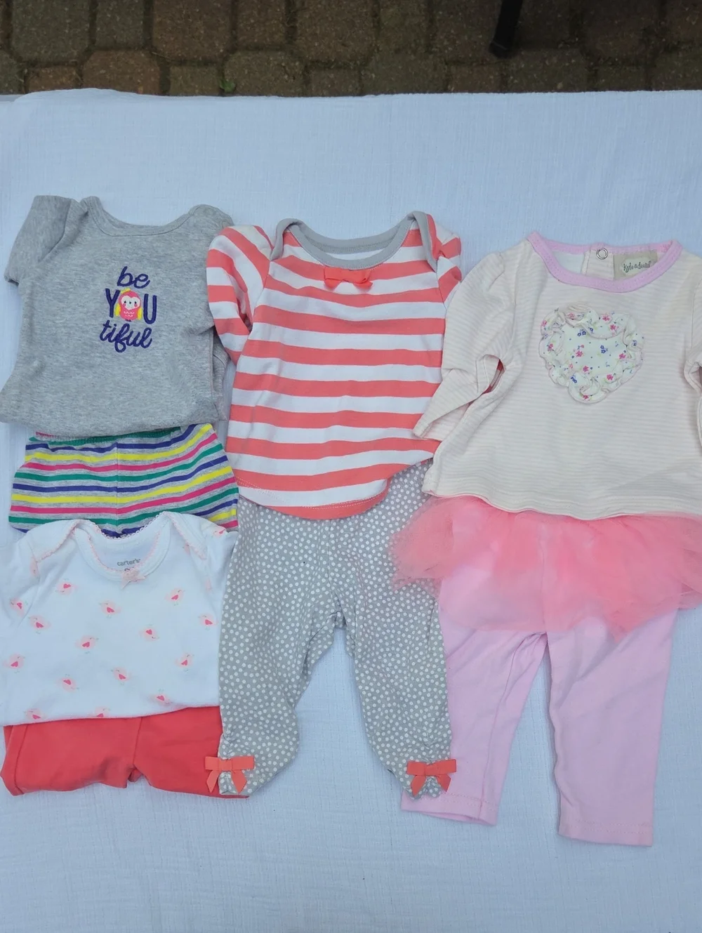 Lot of Baby Girl Long Sleeve Outfits - Size 0-3 Months
